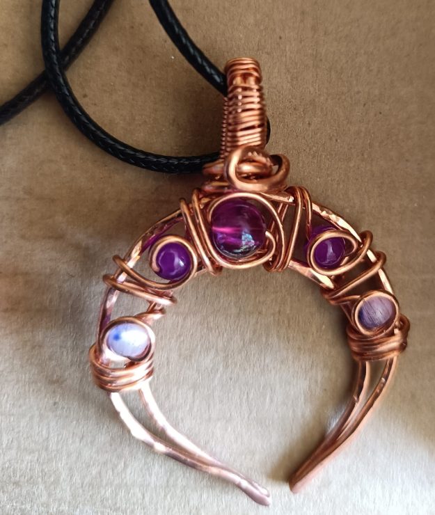 Crescent shape copper pendant