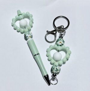 Heart Focused Beaded Pen & Keychain