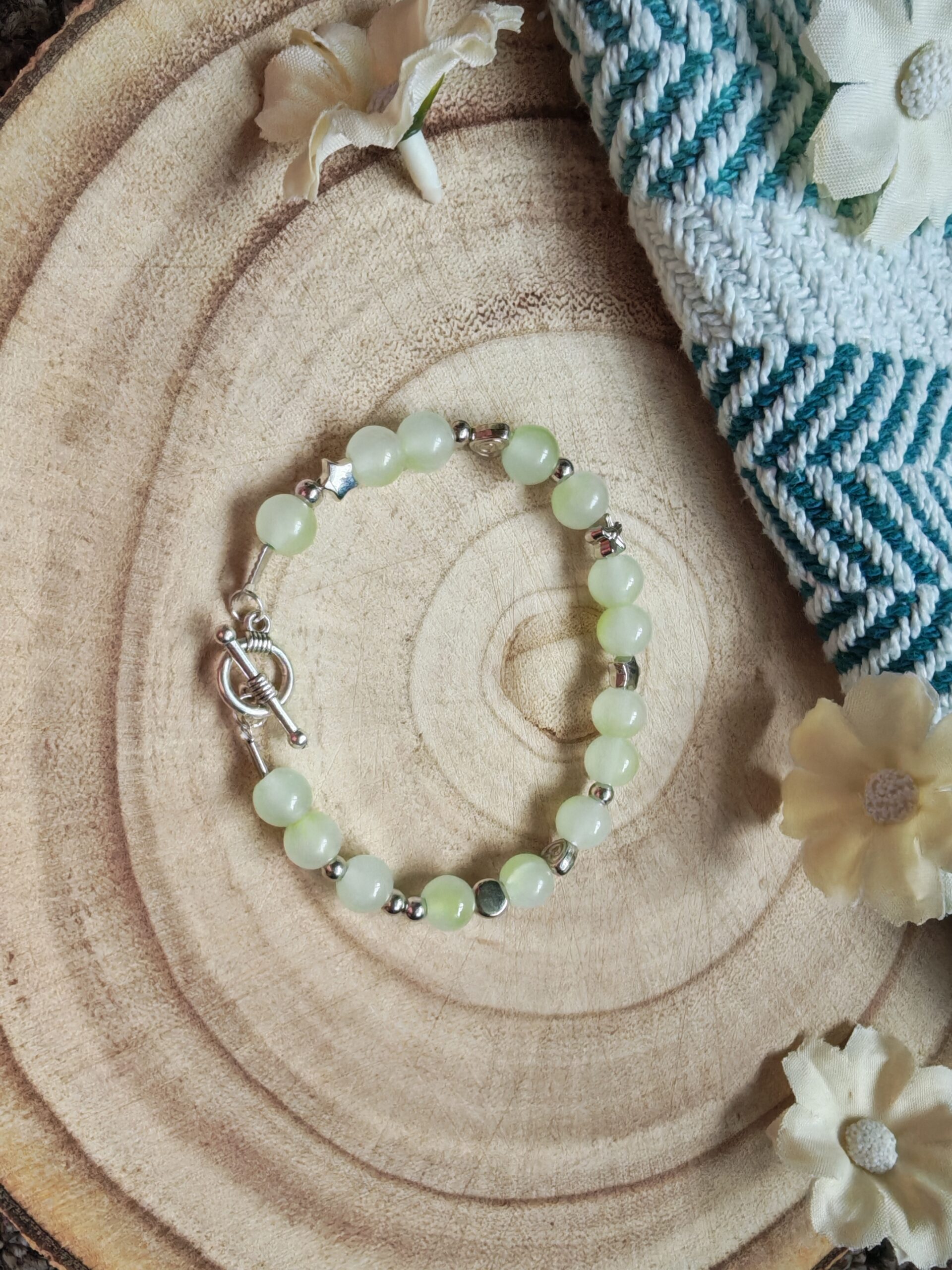Green marble bead bracelet