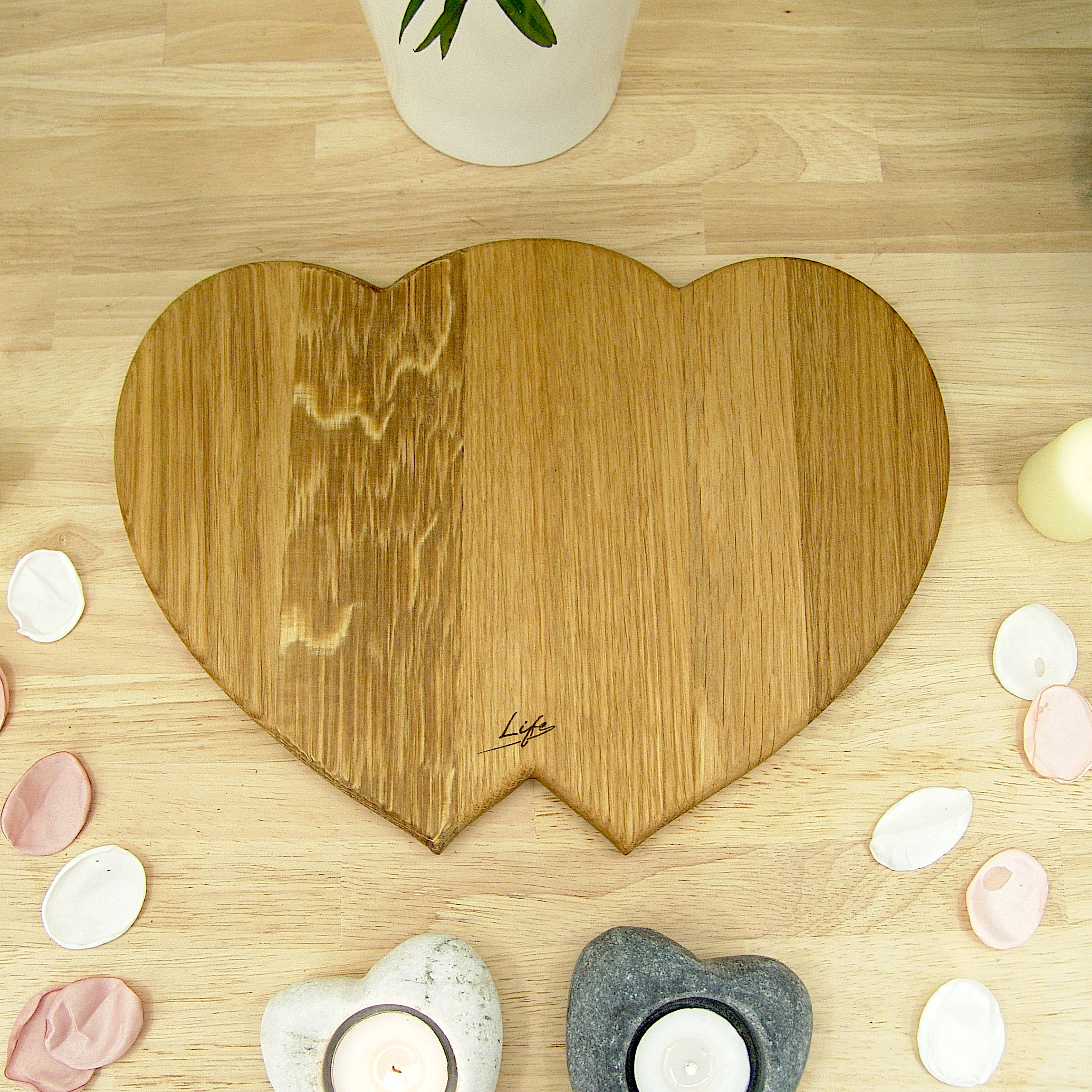 Hearts Personalised Chopping Board Wedding Gift - Oak Beech Engraved - Image 10