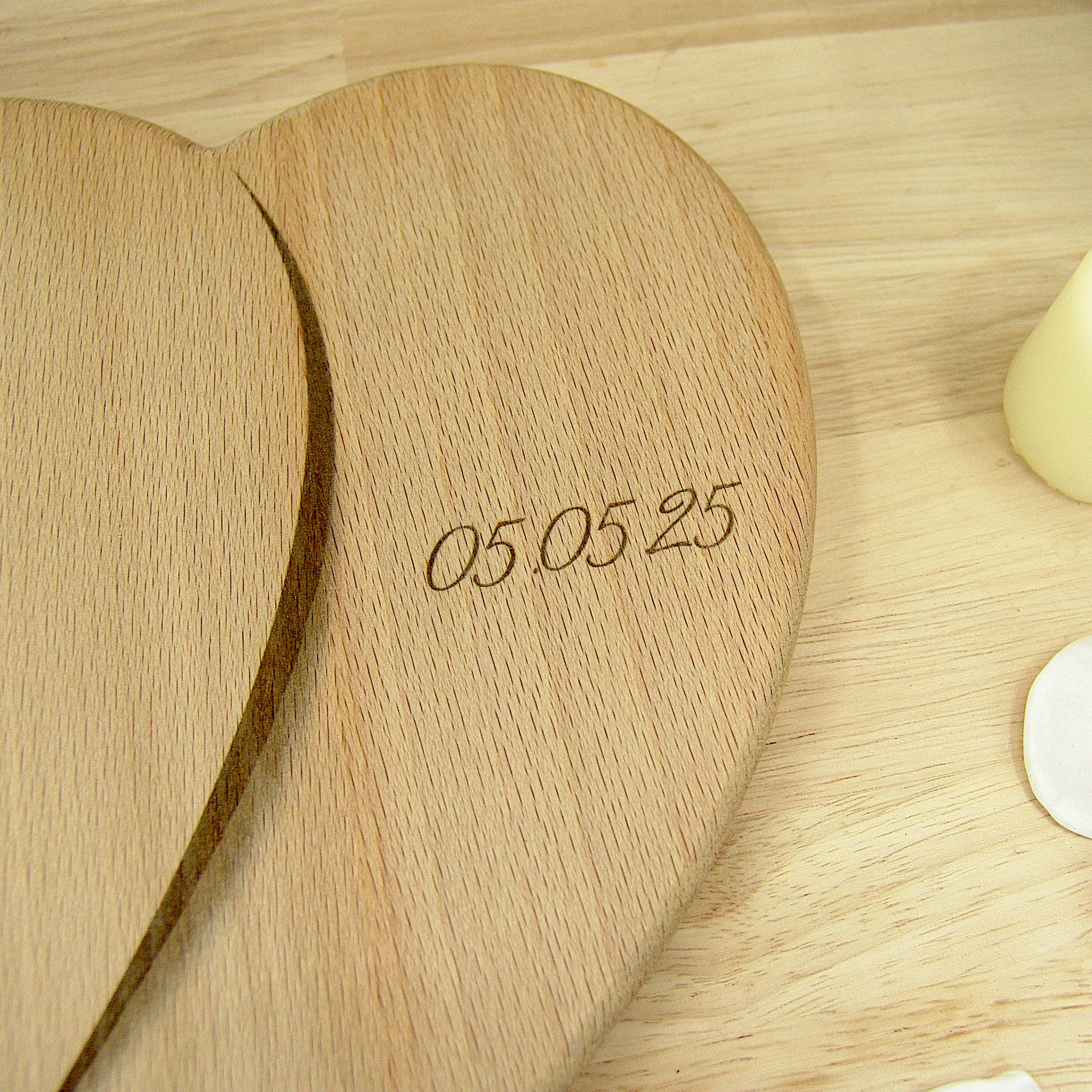 Hearts Personalised Chopping Board Wedding Gift - Oak Beech Engraved - Image 6