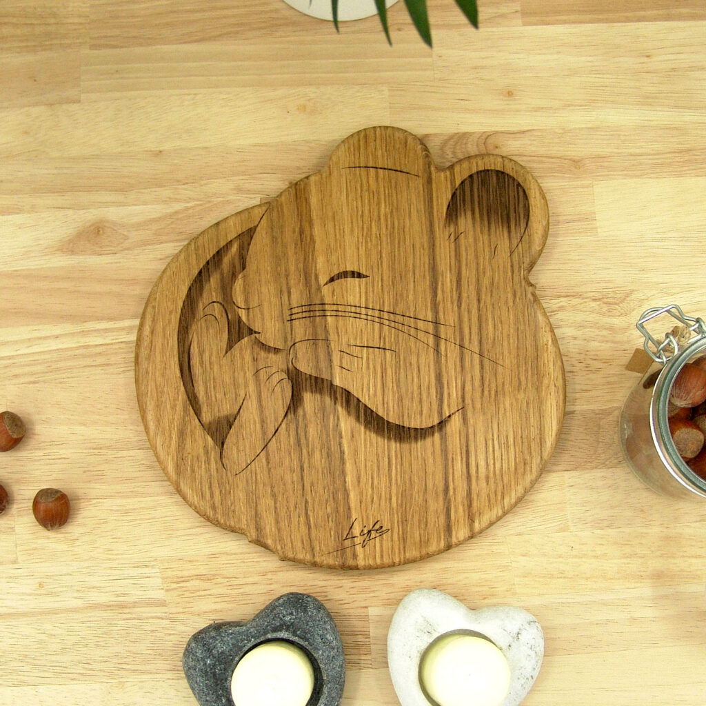 Mouse Chopping Board: Oak Sleepy Dormouse Cheese Board, UK Hand Made