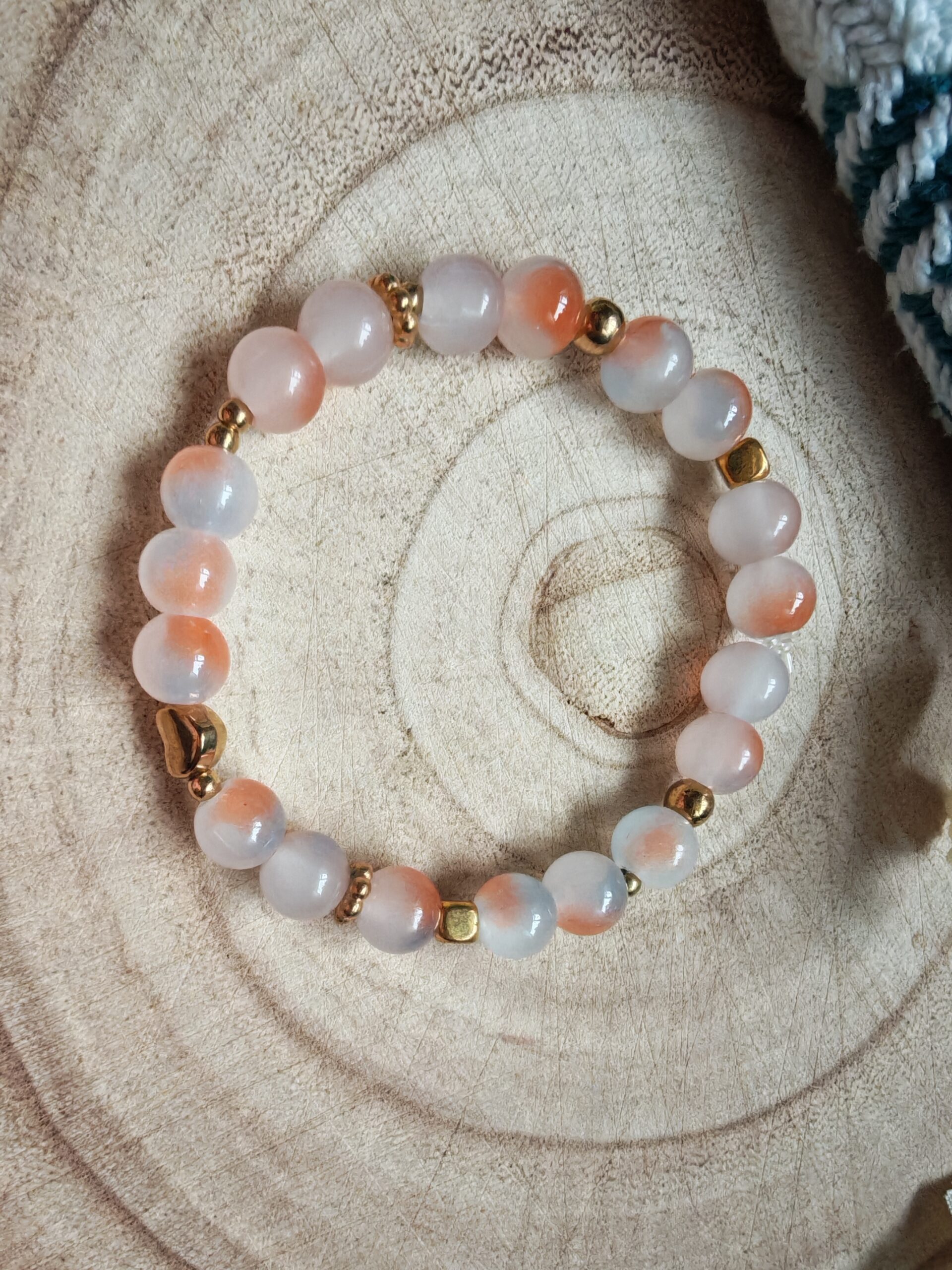 Orange/Blue marble bead bracelet - Image 2