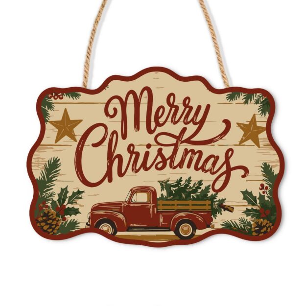 Wooden Christmas Paint‑By‑Number Sign | Merry Christmas Vintage